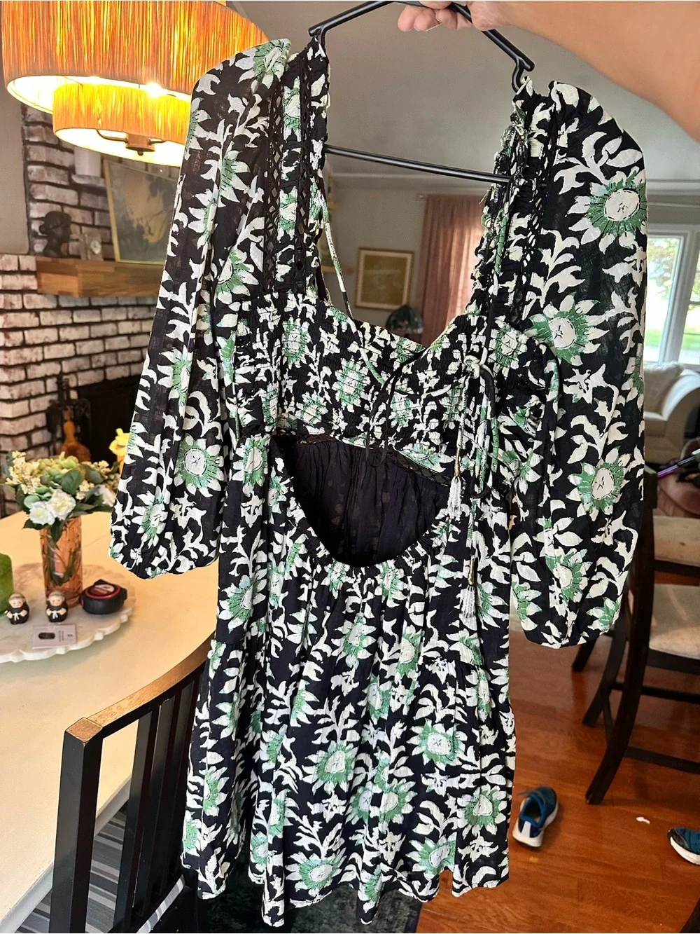 Black & Green Floral Mini Dress - Women